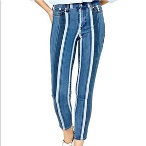 Ella Moss Striped High Rise Skinny Ankle Jeans 32 Waist